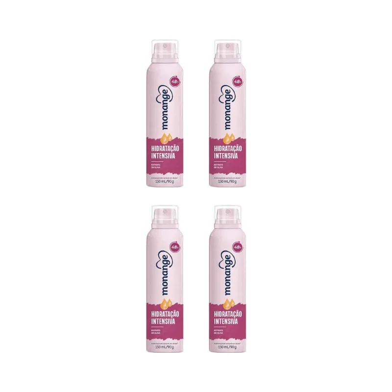 Desodorante Aero Monange 150ml Hidr Int Extr Oliva-Kit C/4un