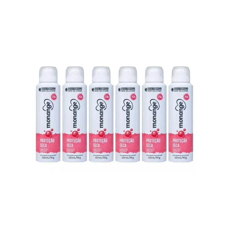 Desodorante Aero Monange 150Ml Protecao Seca - Kit C/6Un