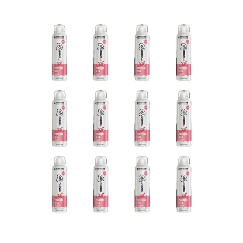 Desodorante Aero Monange 150ml Proteção Seca-Kit C/12un