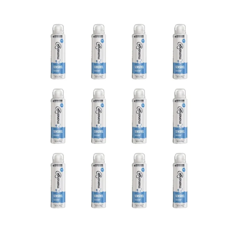 Desodorante Aero Monange 150ml Sensivel-Kit C/12un