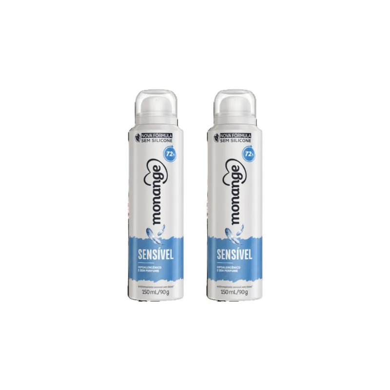 Desodorante Aero Monange 150ml Sensivel-Kit C/2un