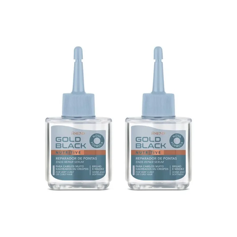 Reparador De Pontas Amend Gold Black 30Ml - Kit Com 2Un
