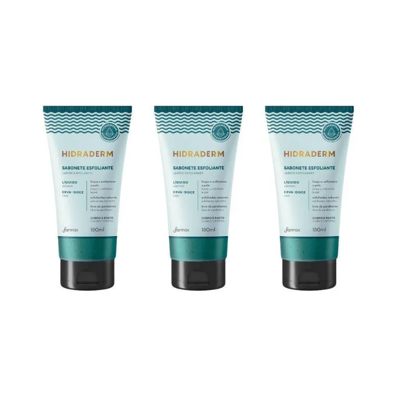 Sabonete Liquido Hidraderm 180Ml Erva Doce - Kit C/3Un