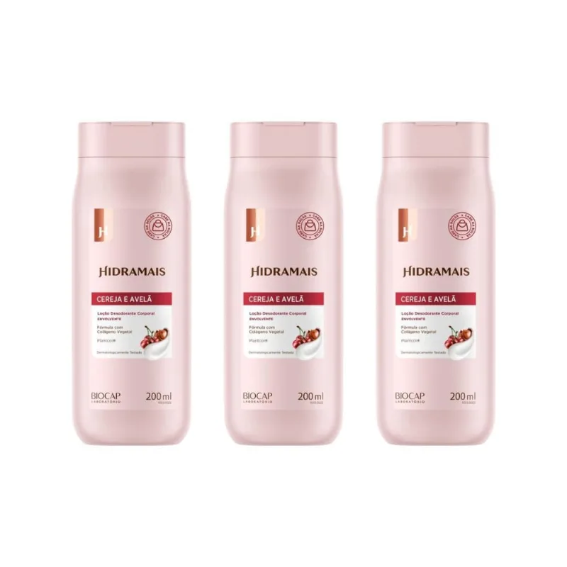 Hidratante Corporal Hidramais 200Ml Cereja E Avela - 3Un
