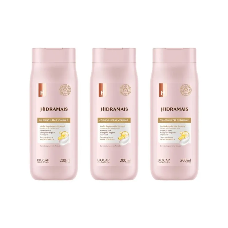 Hidratante Corporal Hidramais 200Ml Colageno Vit E-Kit C/3Un