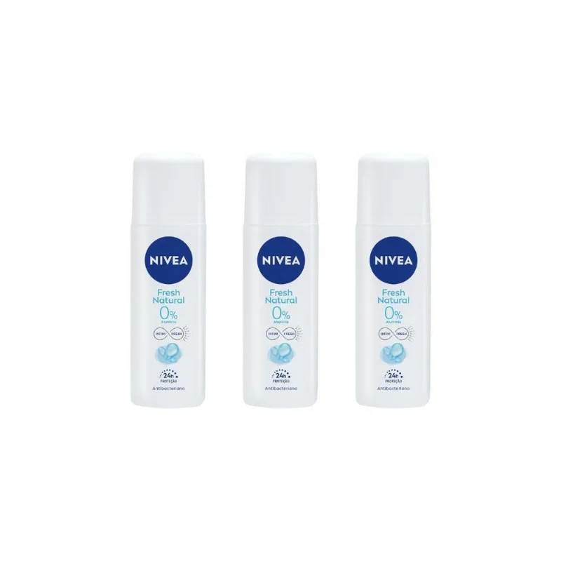 Desodorante Spray Fresh 90ml Kit 3 Nivea Feminino Antitranspirante 48h Sem Alumínio Desodorante Spray Nivea Feminino Fresh 90Ml-Kit C/3Un