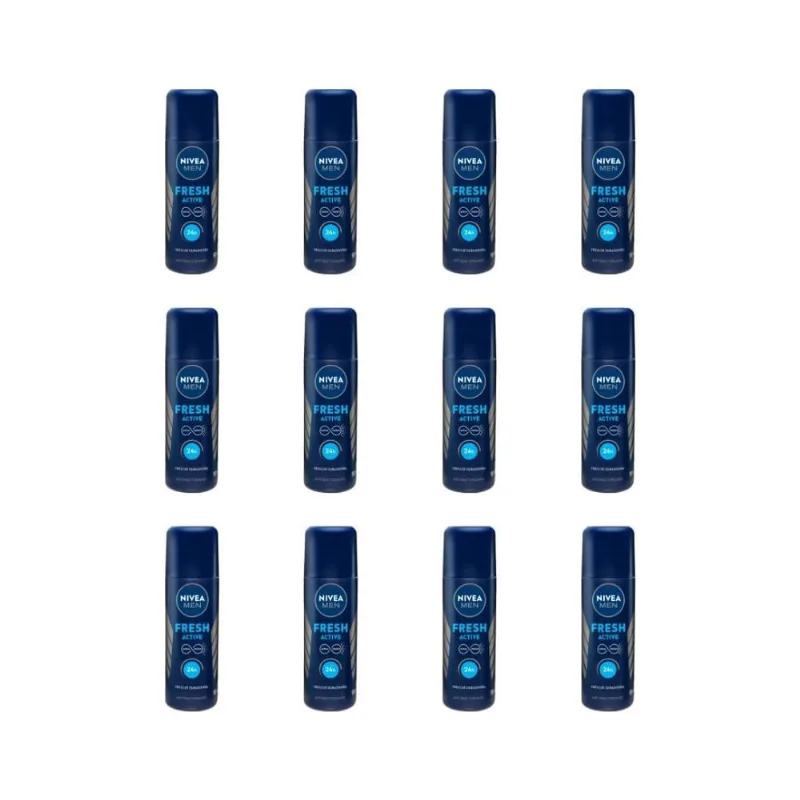 Desodorante Spray Fresh Kit 12x90ml Nivea Masculino Frescor Prolongado Desodorante Spray Nivea Masculino Fresh 90Ml-Kit C/12Un