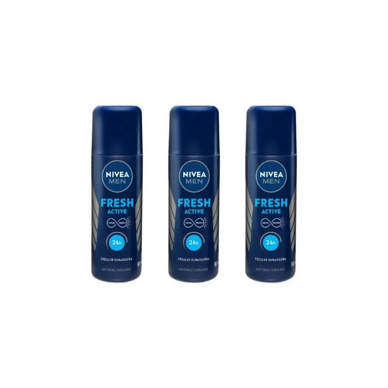 Desodorante Spray Fresh 90ml Nivea Masculino Antitranspirante Kit 3un Desodorante Spray Nivea Masculino Fresh 90Ml-Kit C/3Un