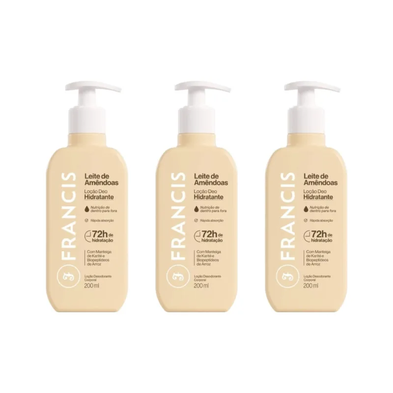 Hidratante Corporal Francis 200ml Bege - Kit C/3un