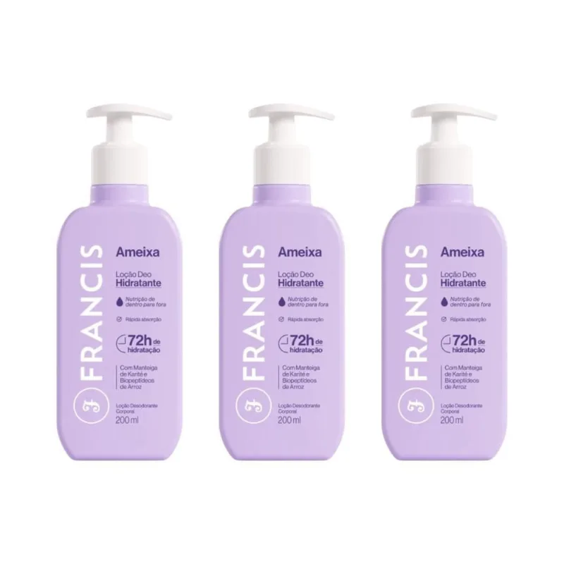 Hidratante Corporal Francis 200Ml Lilas - Kit C/3Un