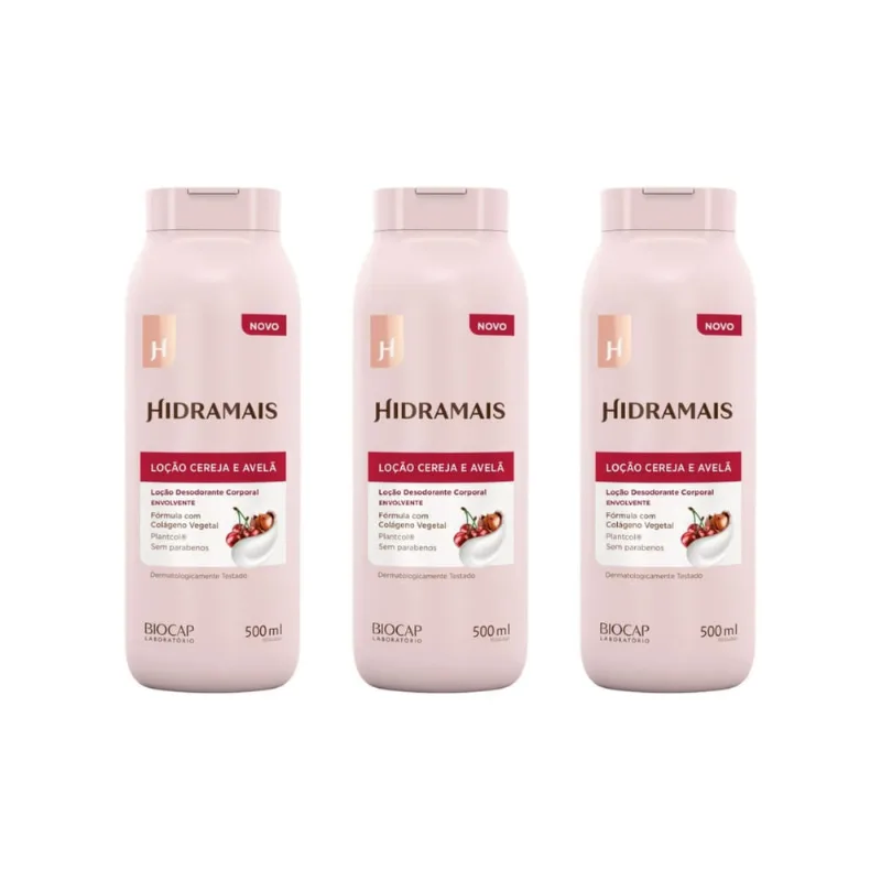 Hidratante Corporal Hidramais 500ml Cereja e Avela - 3un