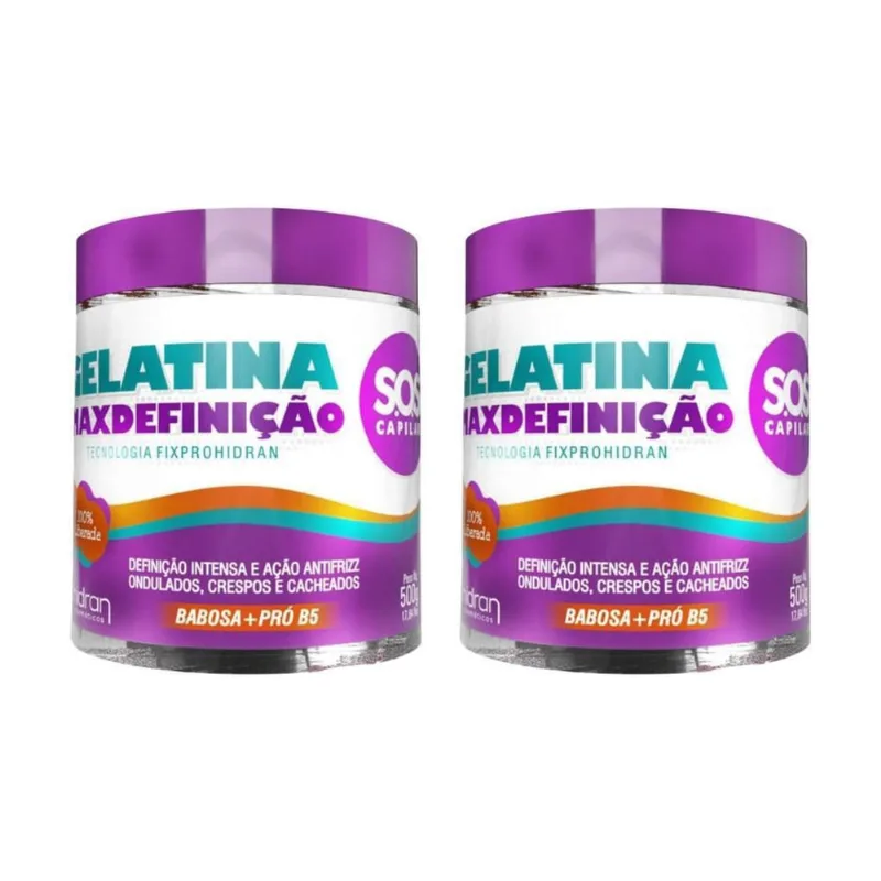 Gelatina Hidran 500G Sos Max Definiçao - Kit Com 2Un