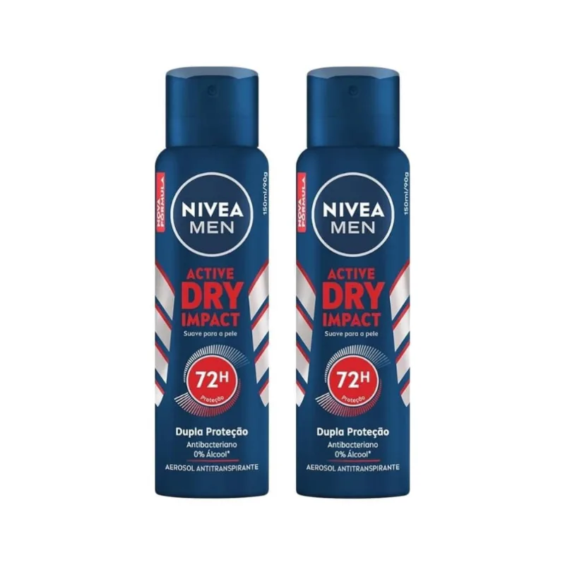 Desodorante Aero Nivea 200Ml Men Dry Impact - Kit C/2Un