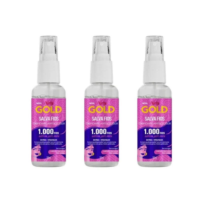Tonico Capilar Niely Gold 100ml Salva Fios - Kit c/ 3un