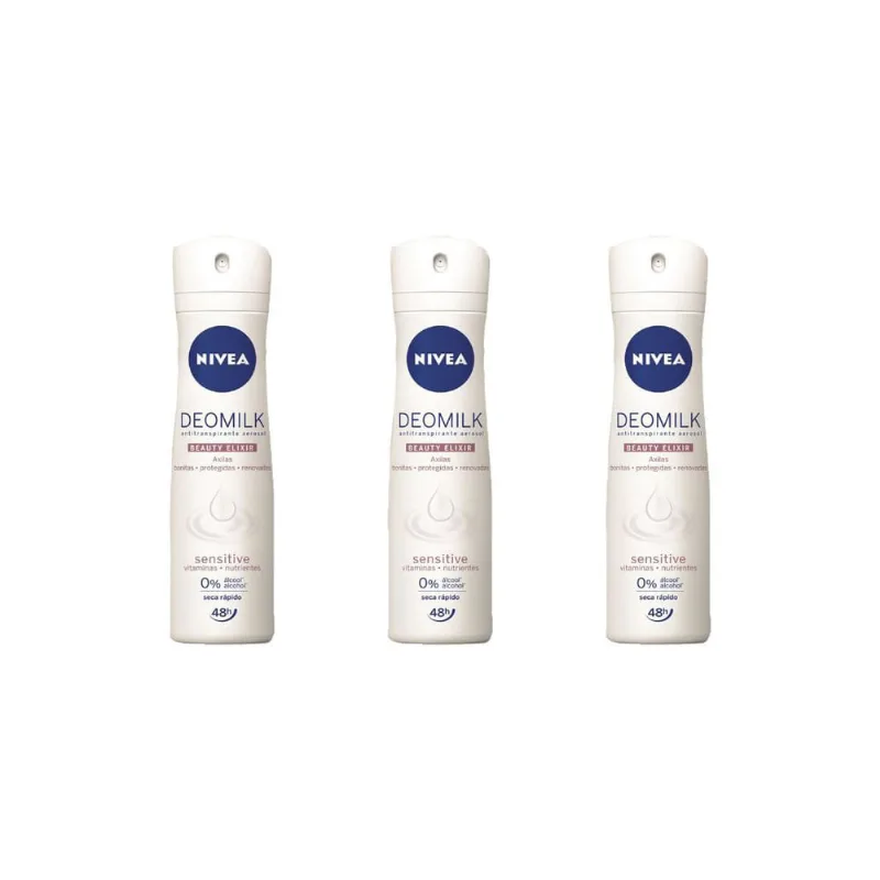 Desodorante Aero Nivea 150ml Fem Milk Sensitive-Kit C/3un