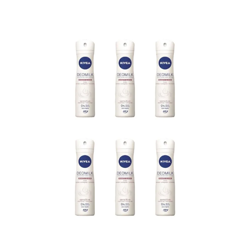 Desodorante Aero Nivea 150ml Fem Milk Sensitive-Kit C/6un