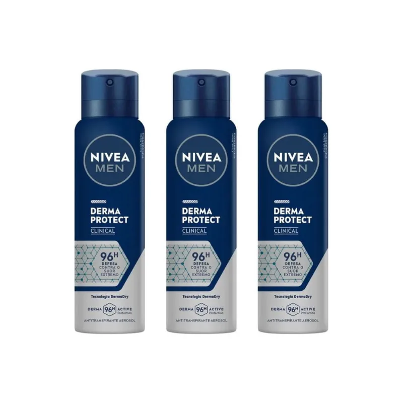 Desodorante Aero Nivea 150ml Masc Clin Derma Prot-Kit C/3un