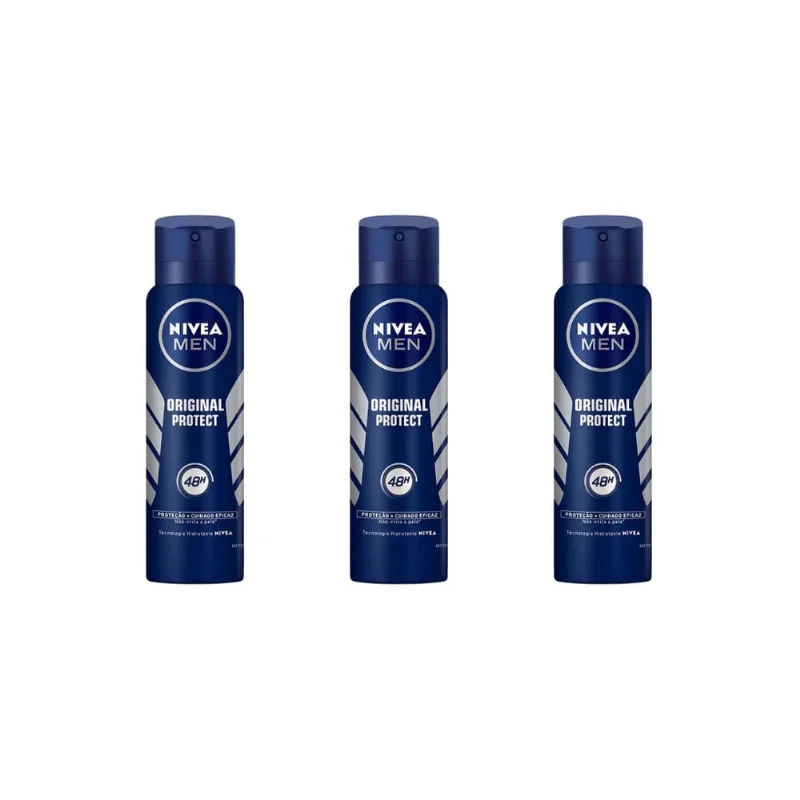 Desodorante Aero Nivea 150ml Masc Original Protect-Kit C/3un