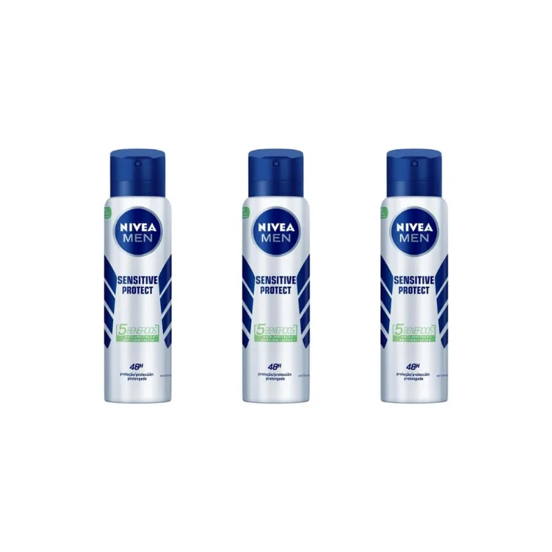 Desodorante Aero Nivea 150ml Masc Sensitive Prot-Kit C/3un