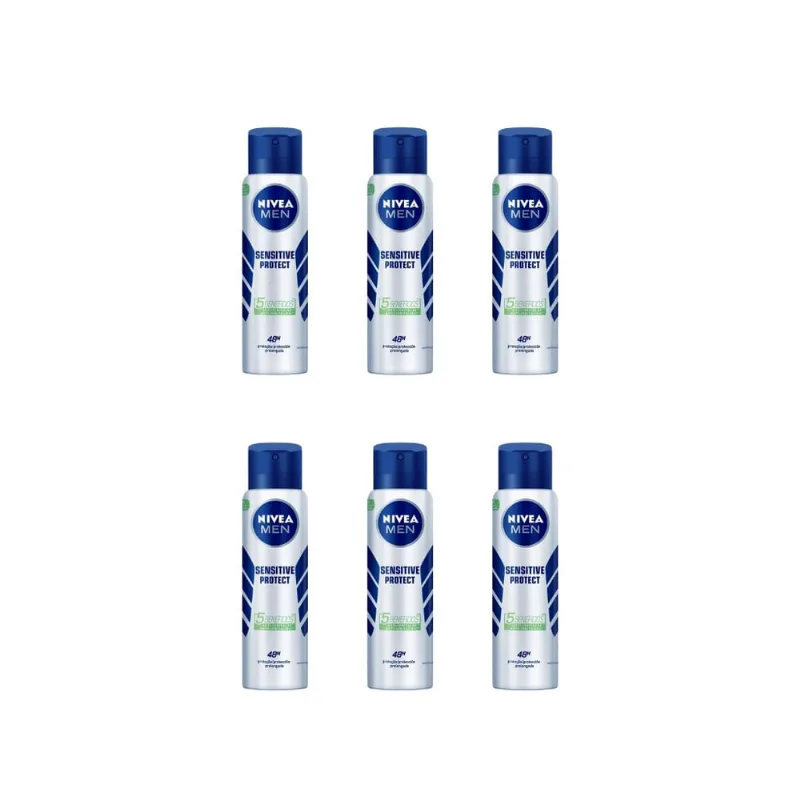 Desodorante Aero Nivea 150ml Masc Sensitive Prot-Kit C/6un