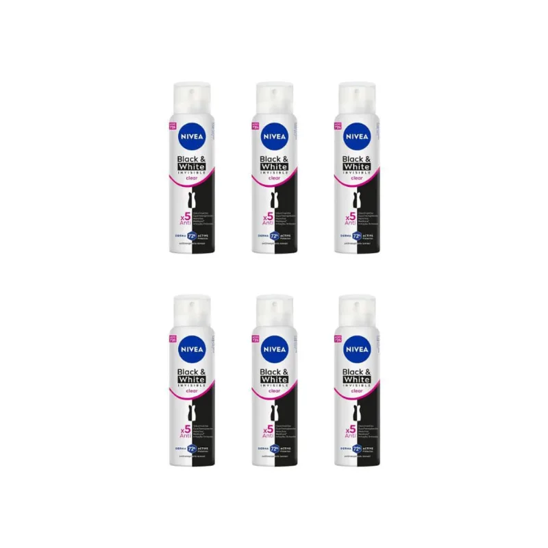 Desodorante Aero Nivea 150ml Fem Inv Black E White-Kit C/6un