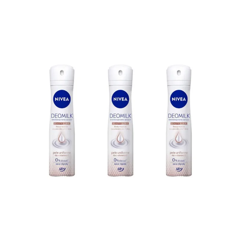 Desodorante Aero Nivea 150ml Fem Milk Beauty-Kit C/3un