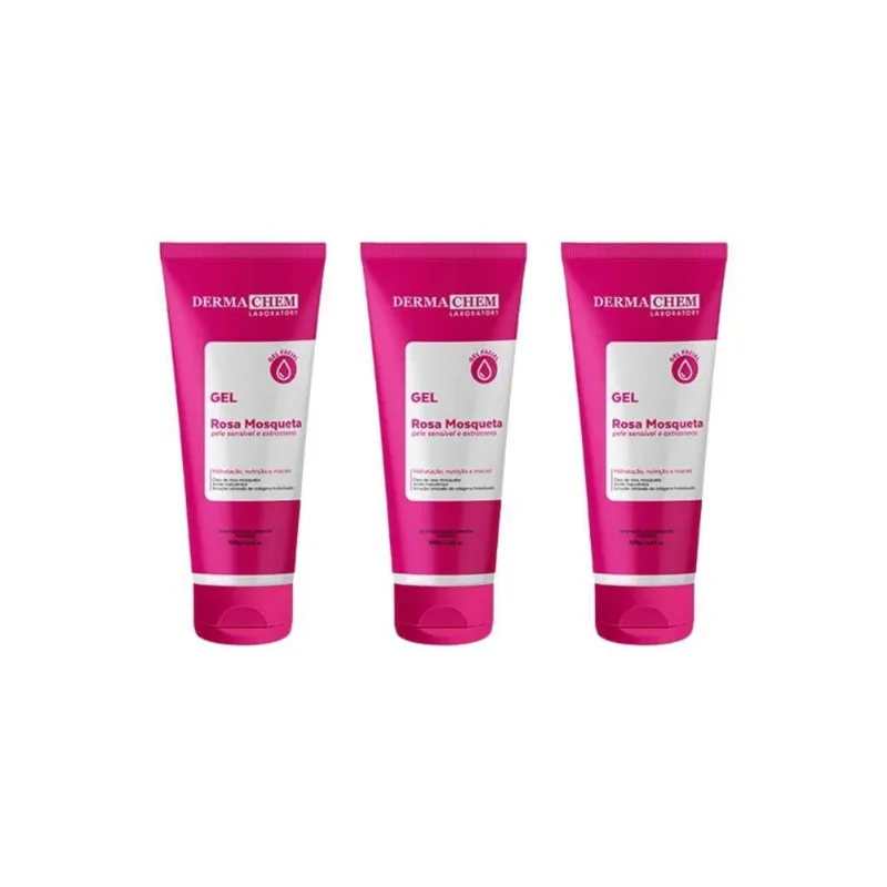Gel Facial Dermachem Rosa Mosqueta Anti-Res 100G-Kit C/3Un