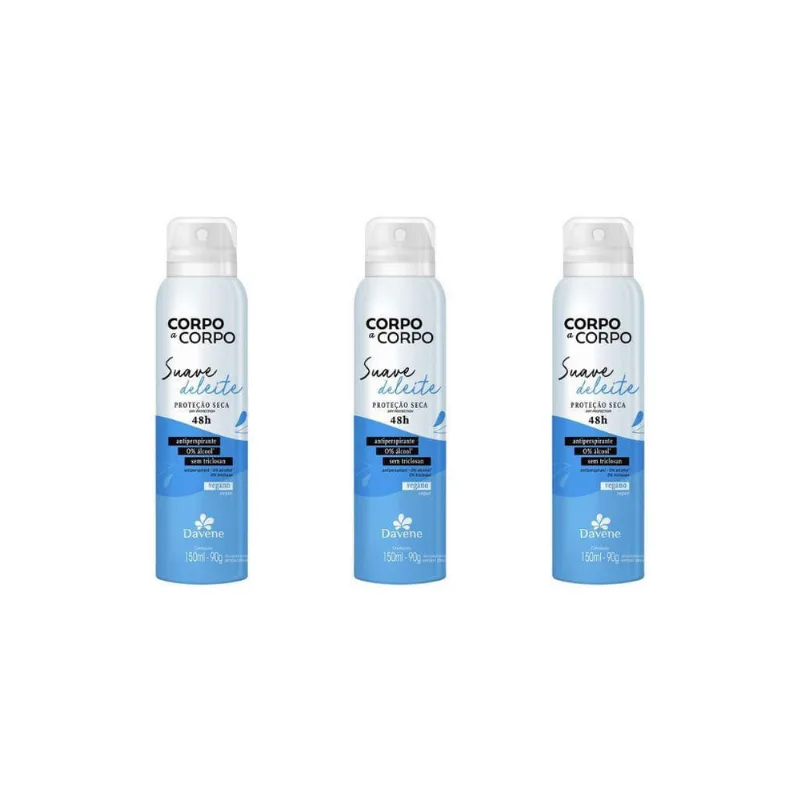 Desodorante Aero Davene Corpo A Corpo Suave 150Ml-Kit C/3Un