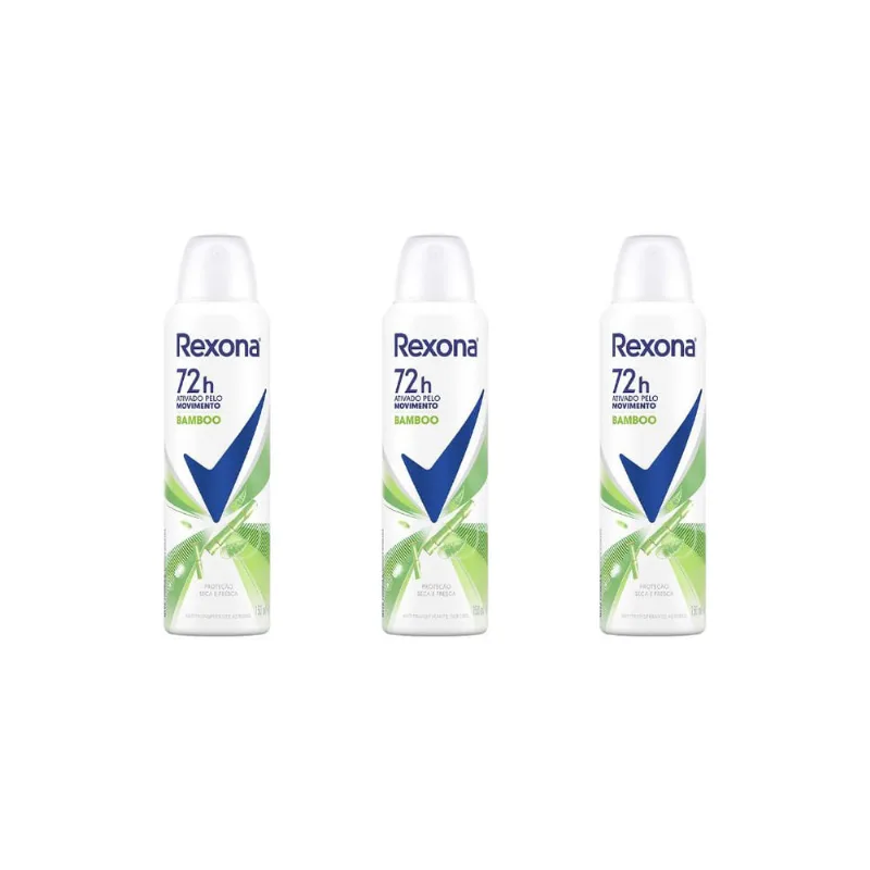 Desodorante Aero Rexona 150ml Fem Bamboo-Kit C/3un