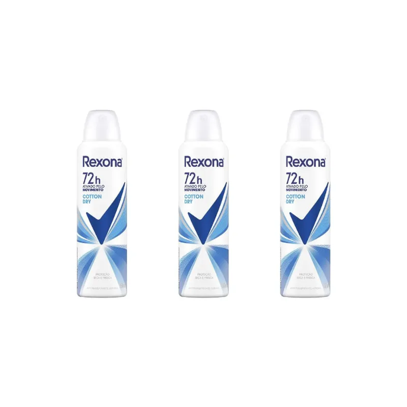 Desodorante Aero Rexona 150ml Fem Cotton-Kit C/3un