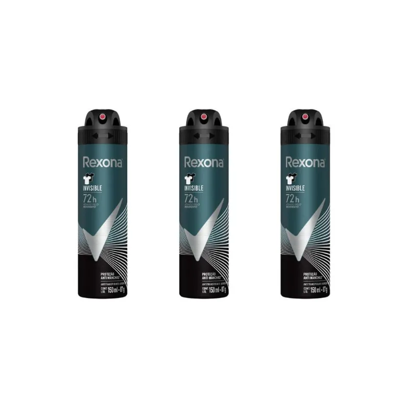 Desodorante Aero Rexona 150ml Masc Invisible-Kit C/3un