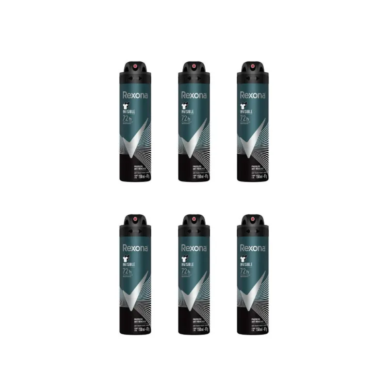 Desodorante Aero Rexona 150ml Masc Invisible-Kit C/6un