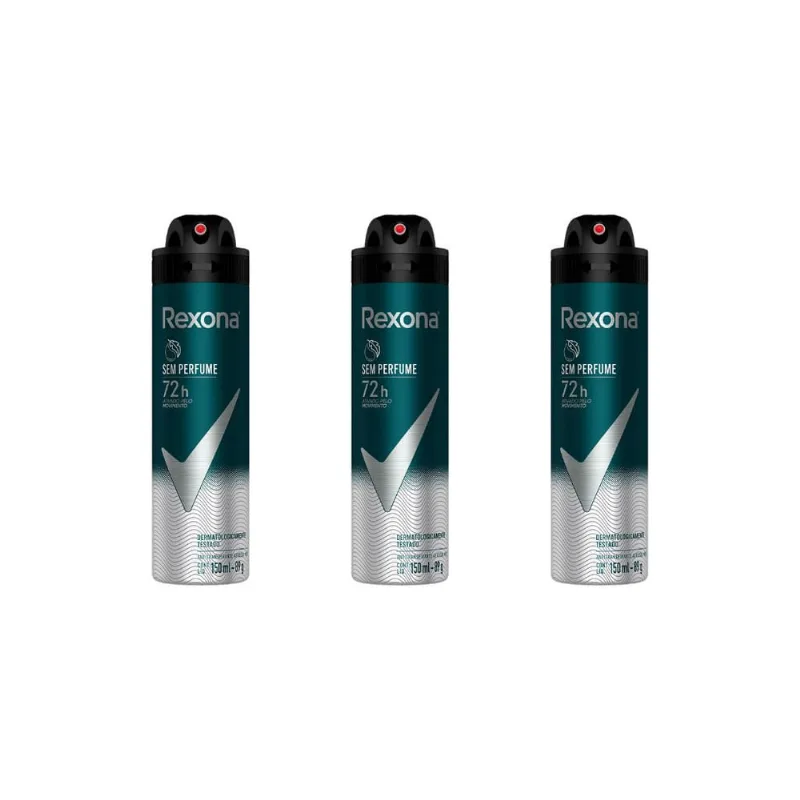 Desodorante Aero Rexona 150ml Masc Sem Perfume-Kit C/3un