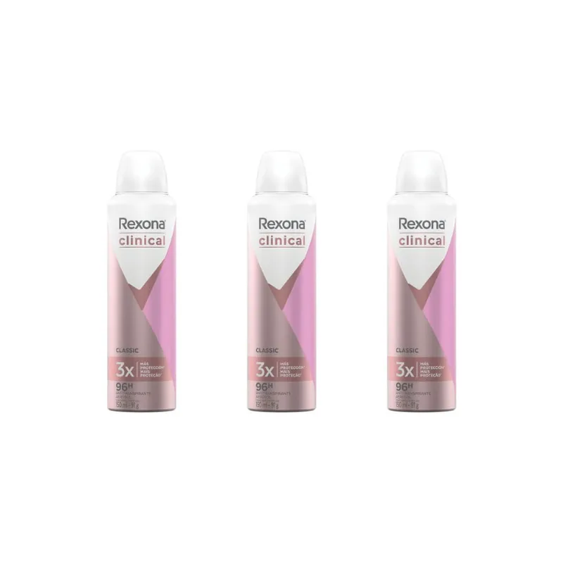 Desodorante Aero Rexona Clinical 150ml Fem Classic-Kit C/3un
