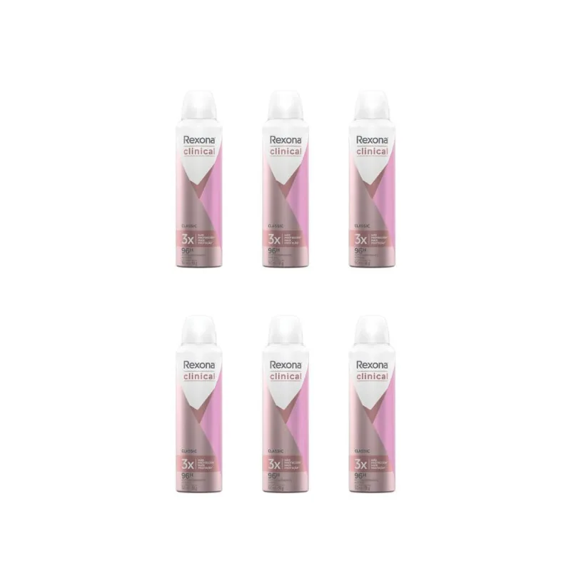 Desodorante Aero Rexona Clinical 150ml Fem Classic-Kit C/6un