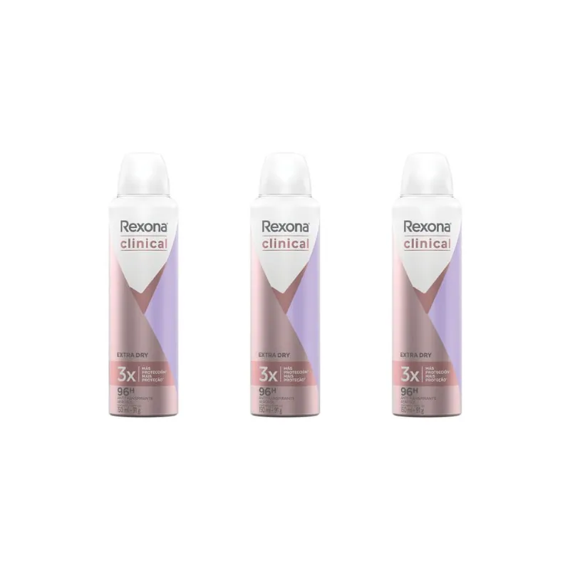 Desodorante Aero Rexona Clinical 150ml Fem Ext Dry-Kit C/3un