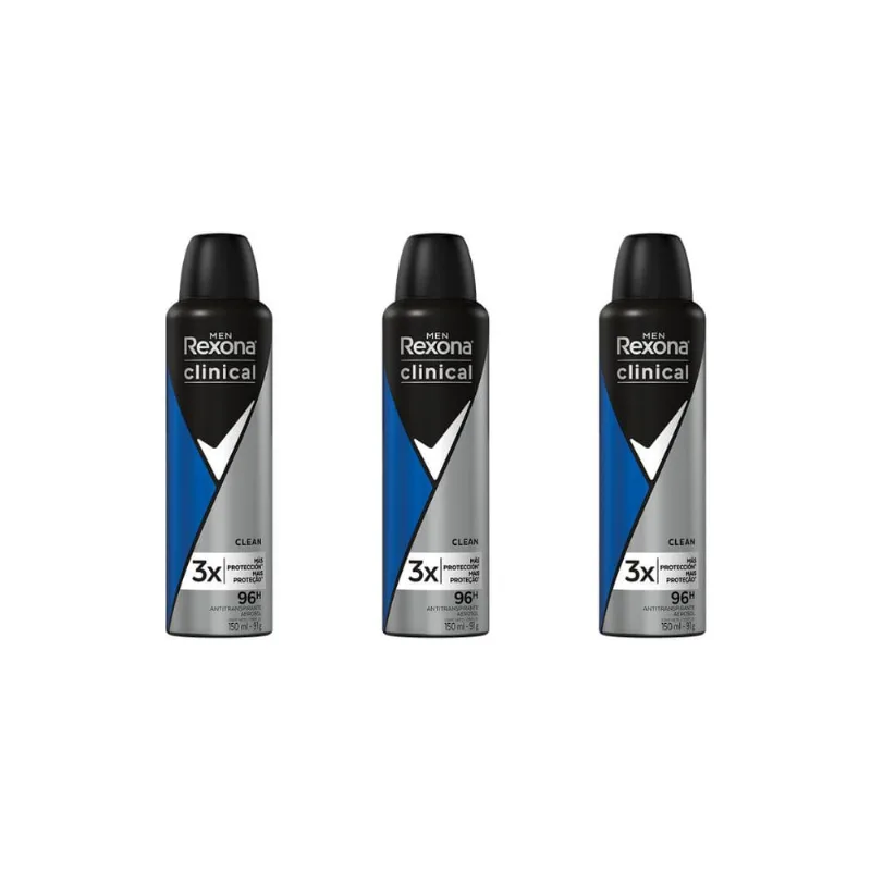 Desodorante Aero Rexona Clinical 150ml Masc Clean-Kit C/3un
