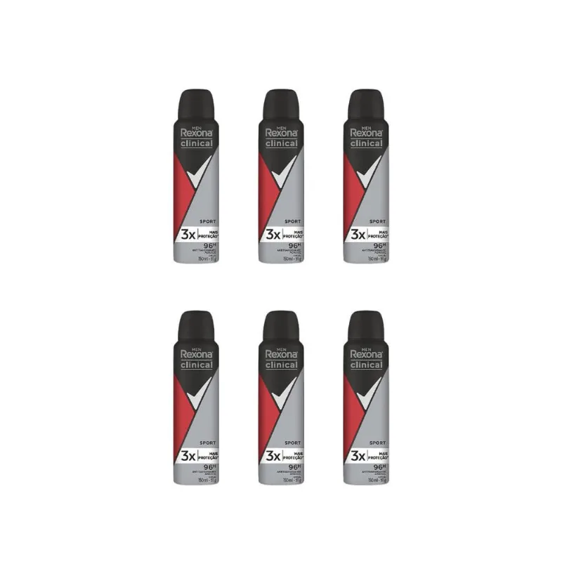 Desodorante Aero Rexona Clinical 150ml Masc Sports-Kit C/6un