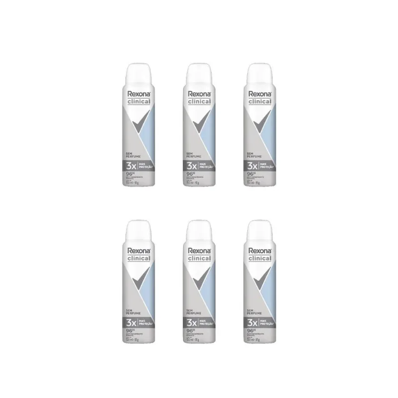 Desodorante Aero Rexona Clinical 150ml Sem Perfume-Kit C/6un