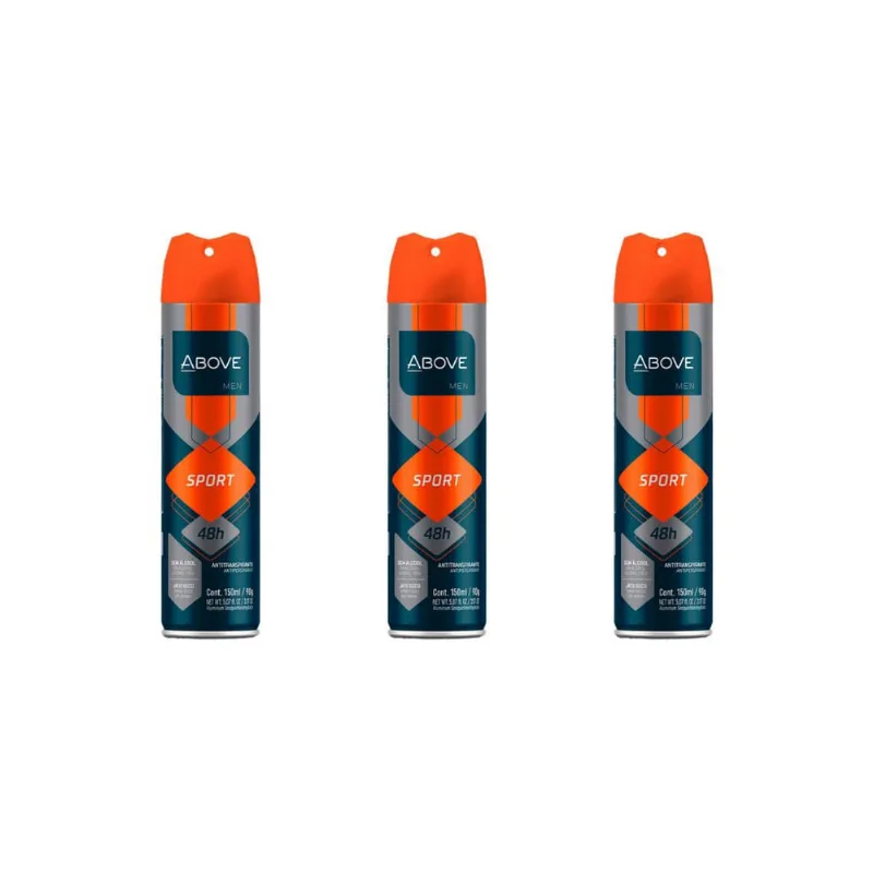 Desodorante Aero Above 150 ml Masculino Sport-Kit C/3un
