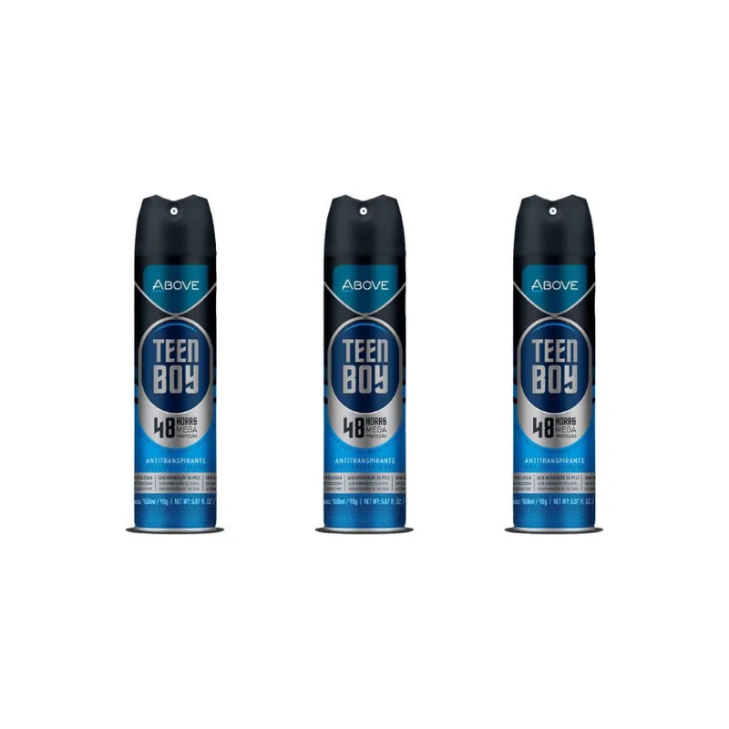 Desodorante Aero Above 150 ml Masculino Teen Boy-Kit C/3un
