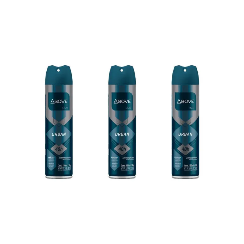 Desodorante Aero Above 150ml Masculino Anti Urban-Kit3un