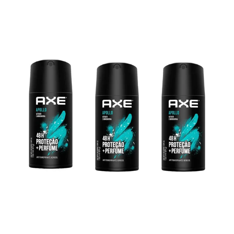 Desodorante Aerossol Axe 150 ml Apollo-Kit C/3un