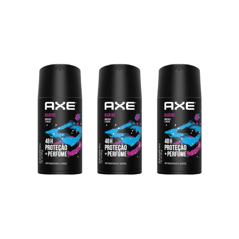 Desodorante Aerossol Axe 150 ml Marine-Kit C/3un
