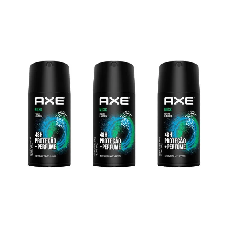Desodorante Aerossol Axe 150 ml Musk-Kit C/3un