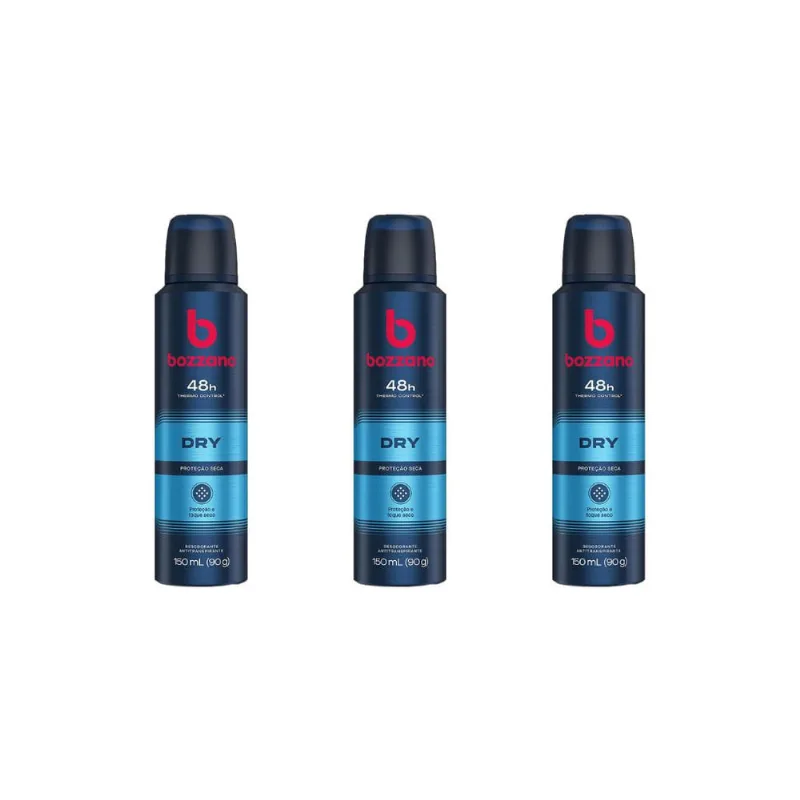 Desodorante Aerossol Bozzano 150ml Anti Dry-Kit C/3un