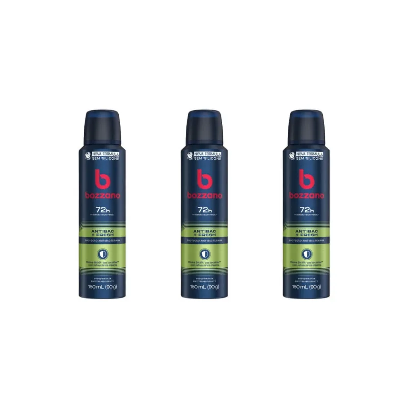 Desodorante Aerossol Bozzano 150ml Fresh - Kit c/ 3un