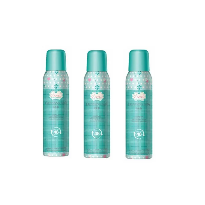 Desodorante Aerossol Giovanna Baby 150 ml Candy - Kit c/ 3un