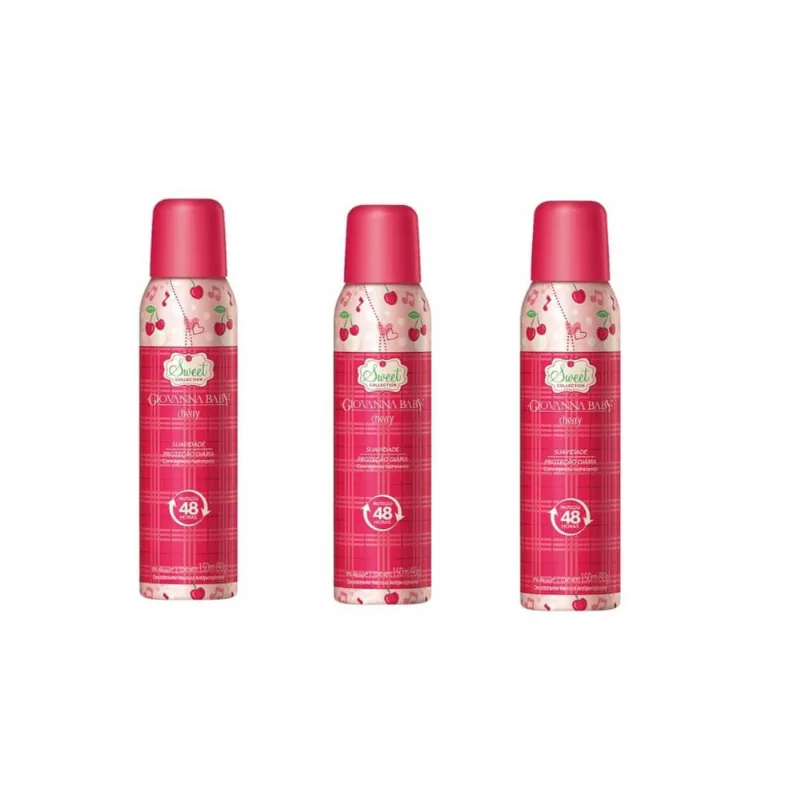 Desodorante Aerossol Giovanna Baby 150 ml Cherry - Kit C/3un