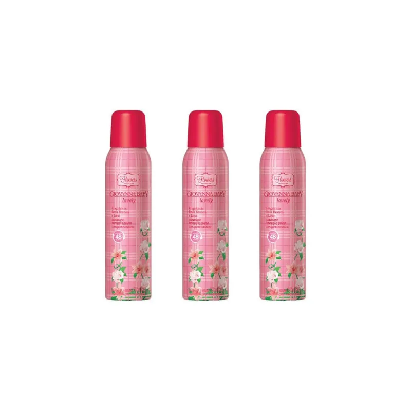 Desodorante Aerossol Giovanna Baby 150 ml Lovely - Kit C/3un